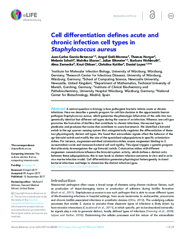 (PDF) Cell differentiation defines acute and chronic infection cell ...