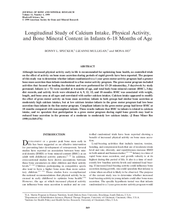 (PDF) Longitudinal Study of Calcium Intake, Physical Activity, and Bone ...