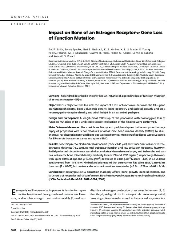 (PDF) Impact on Bone of an Estrogen Receptor-α Gene Loss of Function ...