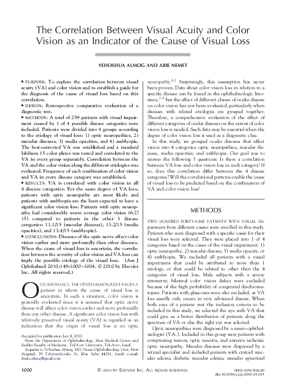 (PDF) The Correlation Between Visual Acuity and Color Vision as an ...