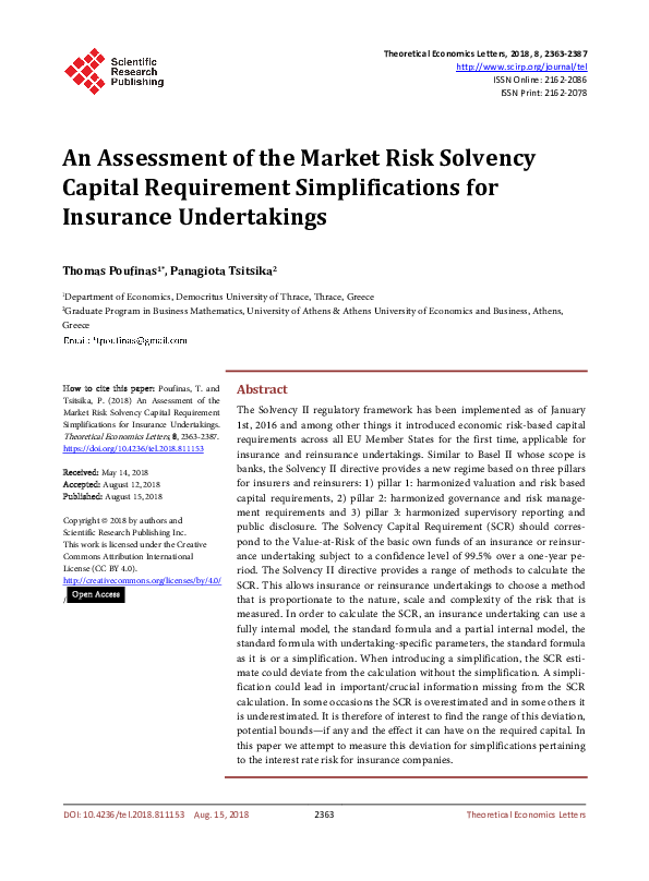 (PDF) An Assessment of the Market Risk Solvency Capital Requirement ...