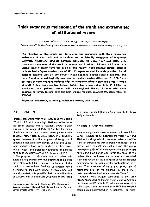 (PDF) Thick cutaneous melanoma of the trunk and extremities: an ...
