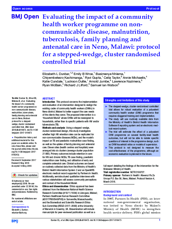 (PDF) Evaluating the impact of a community health worker programme on ...