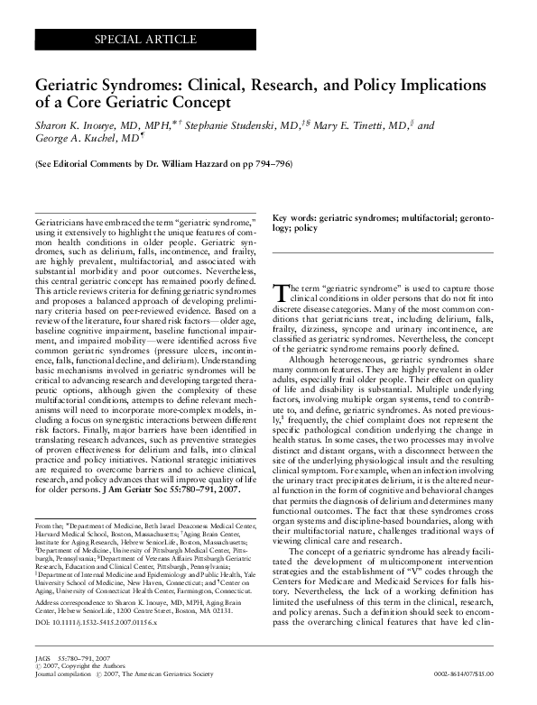 (PDF) Geriatric syndromes: clinical, research, and policy implications ...