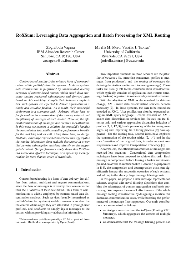 (PDF) RoXSum: Leveraging Data Aggregation and Batch Processing for XML ...