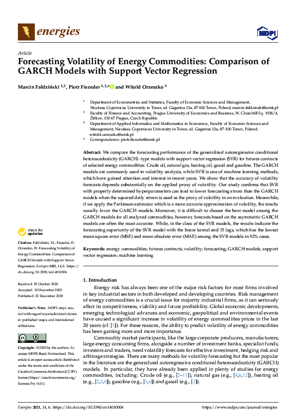 (PDF) Forecasting Volatility of Energy Commodities: Comparison of GARCH ...