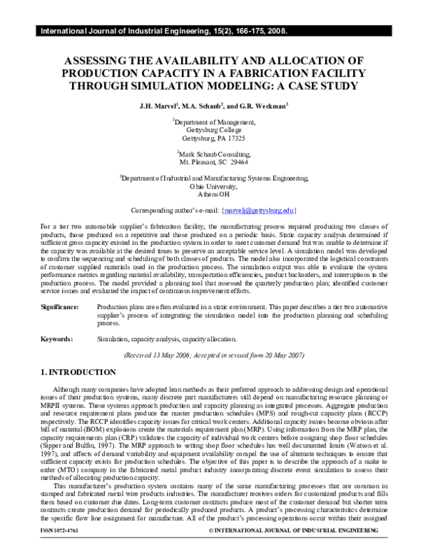 (PDF) Assessing the Availability and Allocation of Production Capacity ...