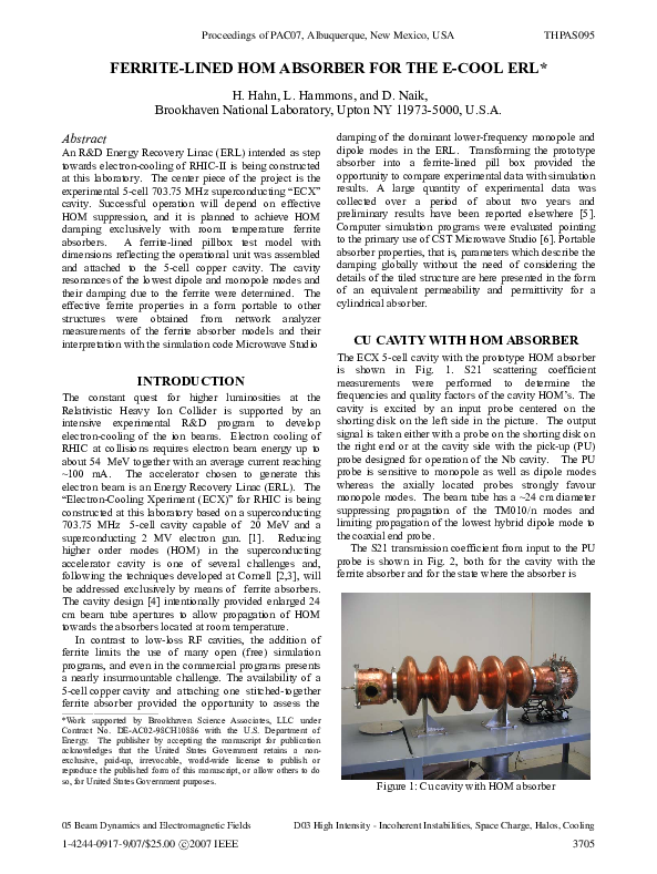 (PDF) Ferrite-lined hom absorber for the e-cool erl