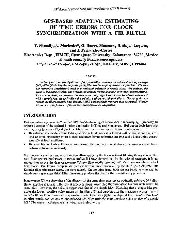 (PDF) GPS-Based Adaptive Estimating of Time Errors for Clock ...