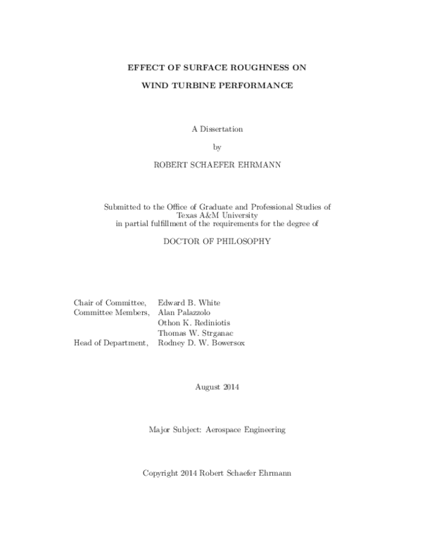 (PDF) Effect of Surface Roughness on Wind Turbine Performance