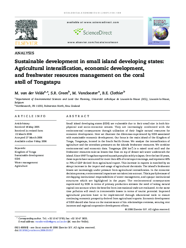 (PDF) Sustainable development in small island developing states ...