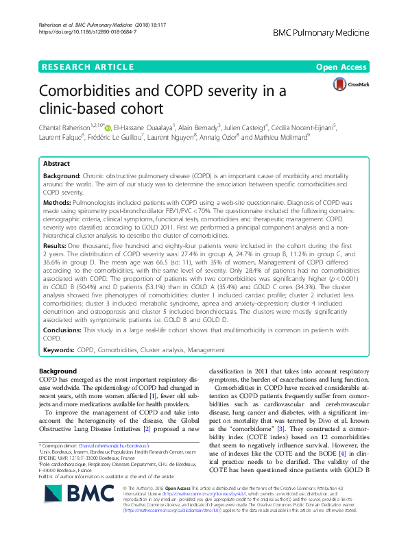 (PDF) Comorbidities and COPD severity in a clinic-based cohort