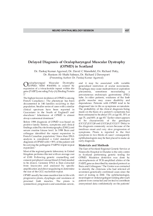 (PDF) Delayed diagnosis of oculopharyngeal muscular dystrophy in ...