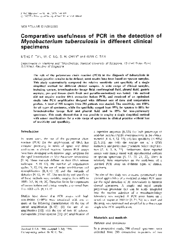 (PDF) Comparative usefulness of PCR in the detection of Mycobacterium ...