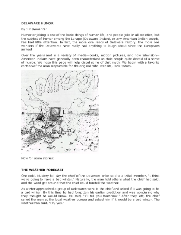 (DOC) DELAWARE INDIAN HUMOR 2 | James Rementer - Academia.edu