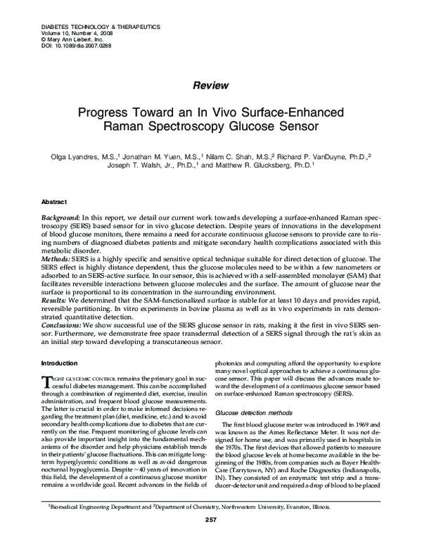 (PDF) Progress toward an in vivo surface-enhanced raman spectroscopy ...