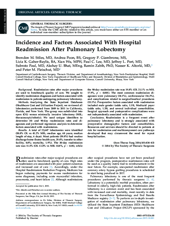 (PDF) Incidence and Factors Associated With Hospital Readmission After ...