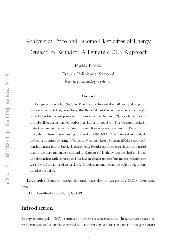 (PDF) Dynamics between energy consumption and economic growth in ...
