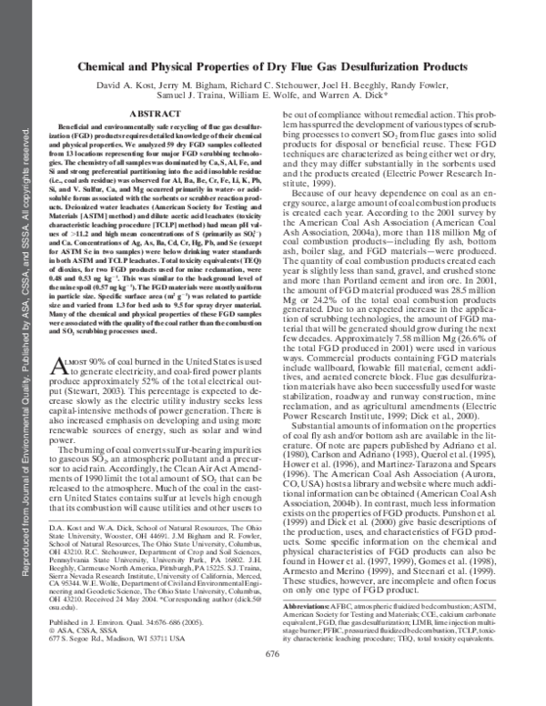 (PDF) Chemical and Physical Properties of Dry Flue Gas Desulfurization ...