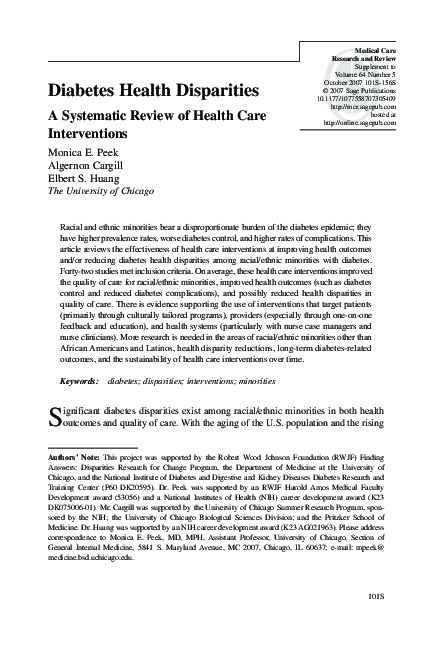 Pdf Diabetes Health Disparities A Systematic Review Of Health Care Pdf Diabetes Health Disparities A Systematic Review Of Health Care