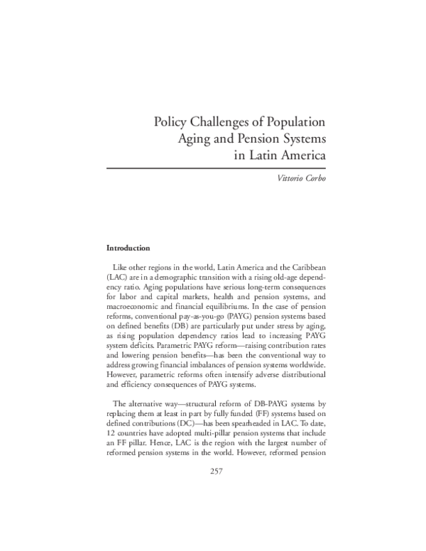 (PDF) Policy challenges of population aging and pension systems in ...