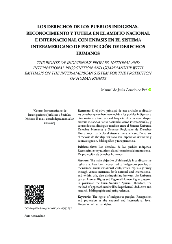 (PDF) Los Derechos De Los Pueblos Indígenas. Reconocimiento y Tutela en ...