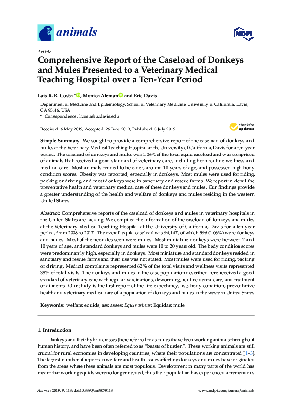 (PDF) Comprehensive Report of the Caseload of Donkeys and Mules ...