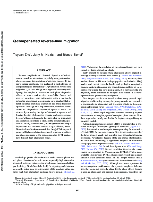 Pdf Q Compensated Reverse Time Migration