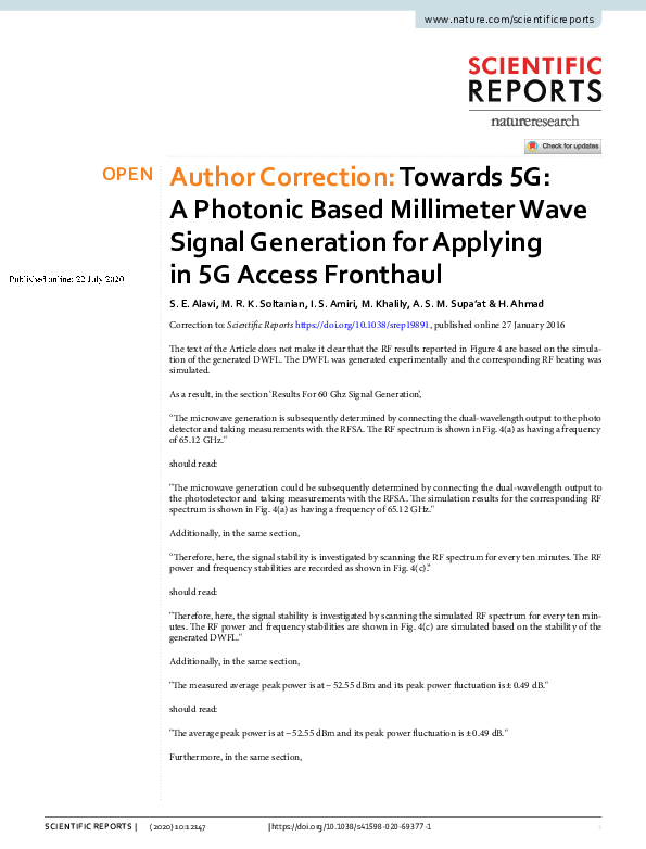 (PDF) Author Correction: Towards 5G: A Photonic Based Millimeter Wave ...