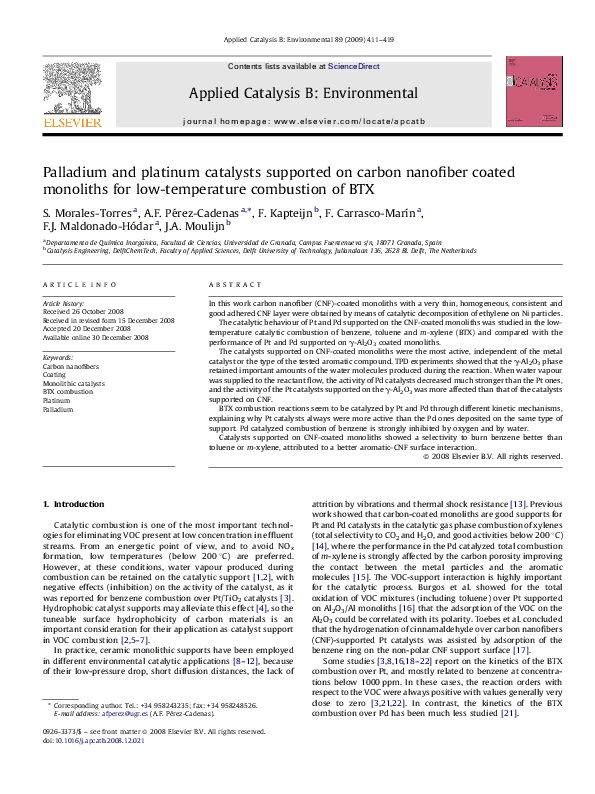 (PDF) Palladium and platinum catalysts supported on carbon nanofiber ...
