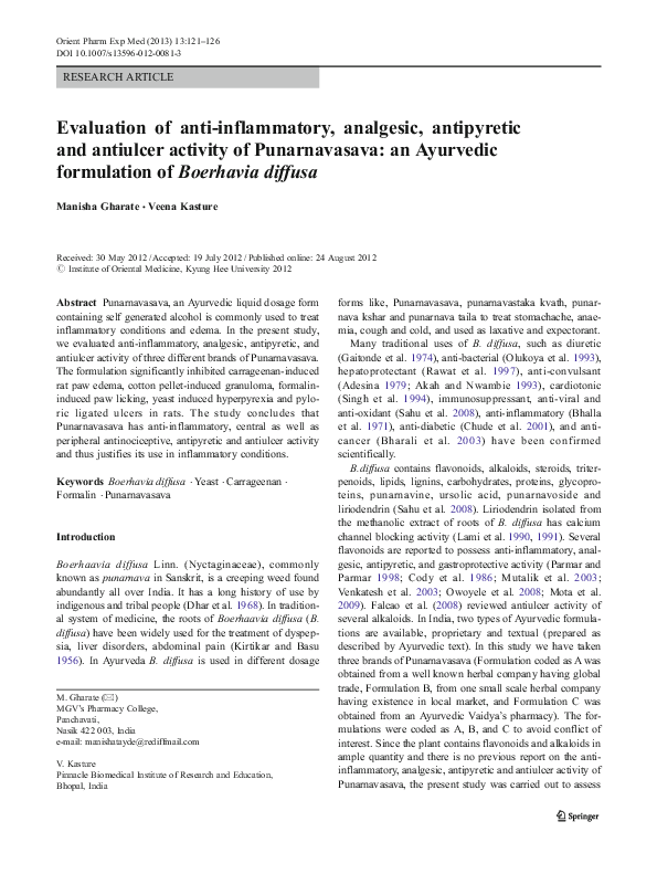 (PDF) Evaluation of anti-inflammatory, analgesic, antipyretic and ...