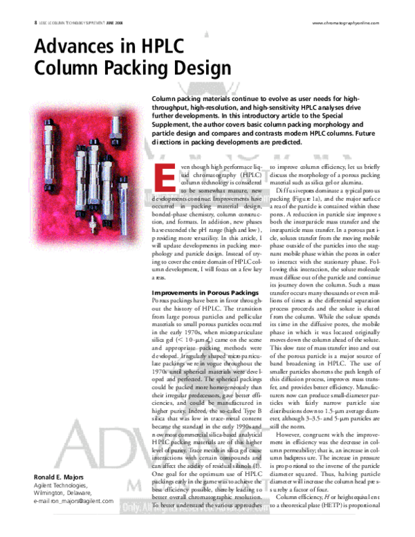 (PDF) Advances in HPLC column packing design Ronald Majors Academia.edu
