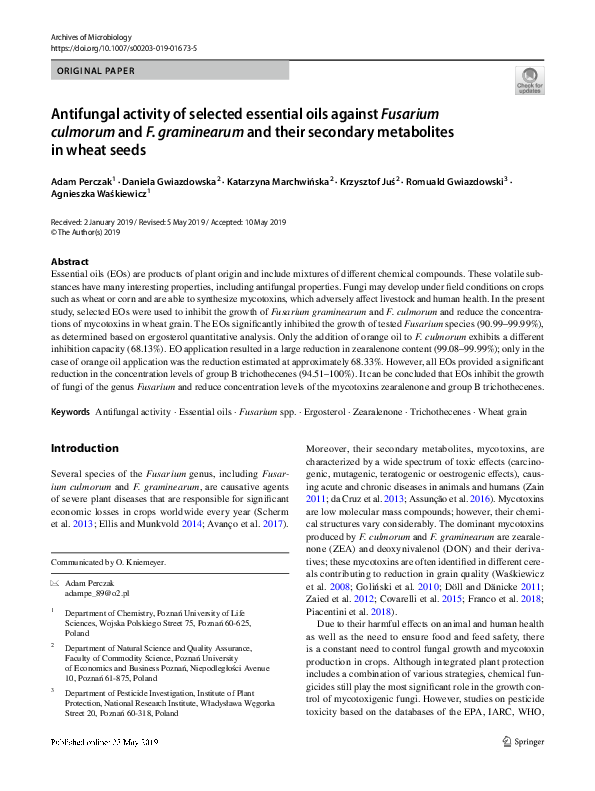 (PDF) Antifungal Activity of Selected Essential Oils, Cinnamaldehyde