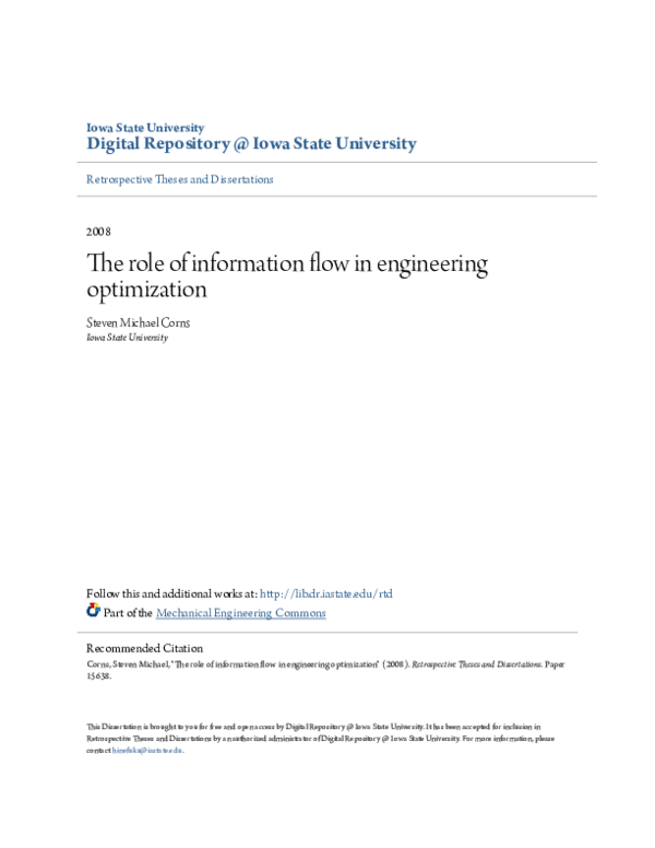 (PDF) The role of information flow in engineering optimization