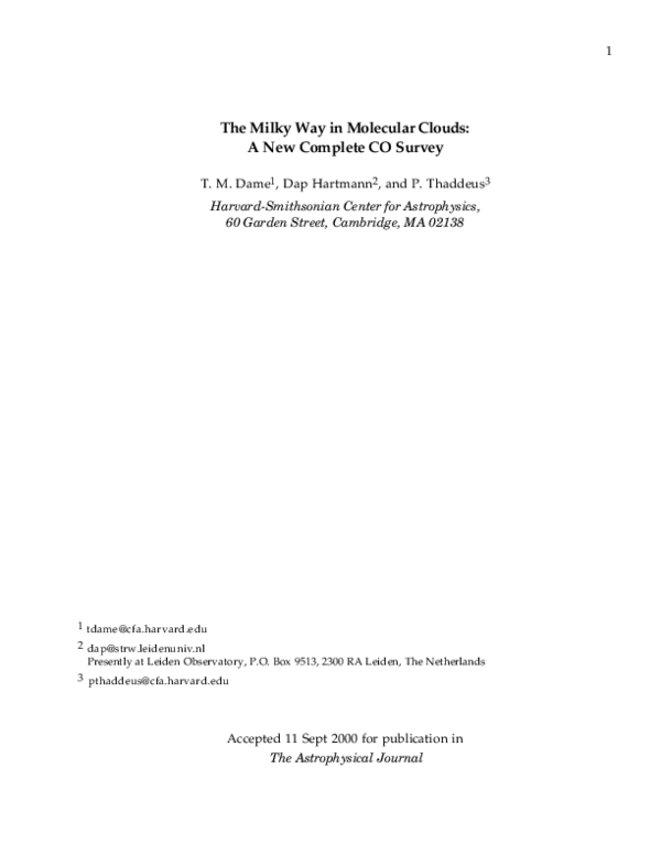 (PDF) The Milky Way in molecular clouds: A new complete CO survey