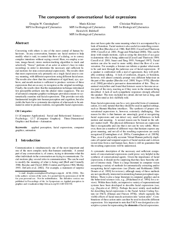 (PDF) The components of conversational facial expressions