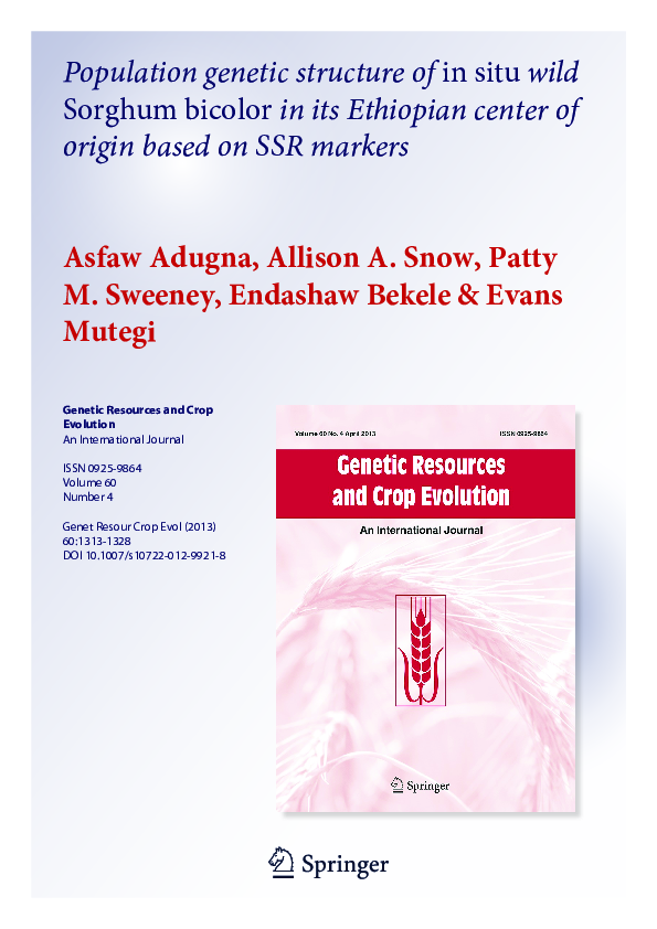 (PDF) Population genetic structure of in situ wild Sorghum bicolor in ...