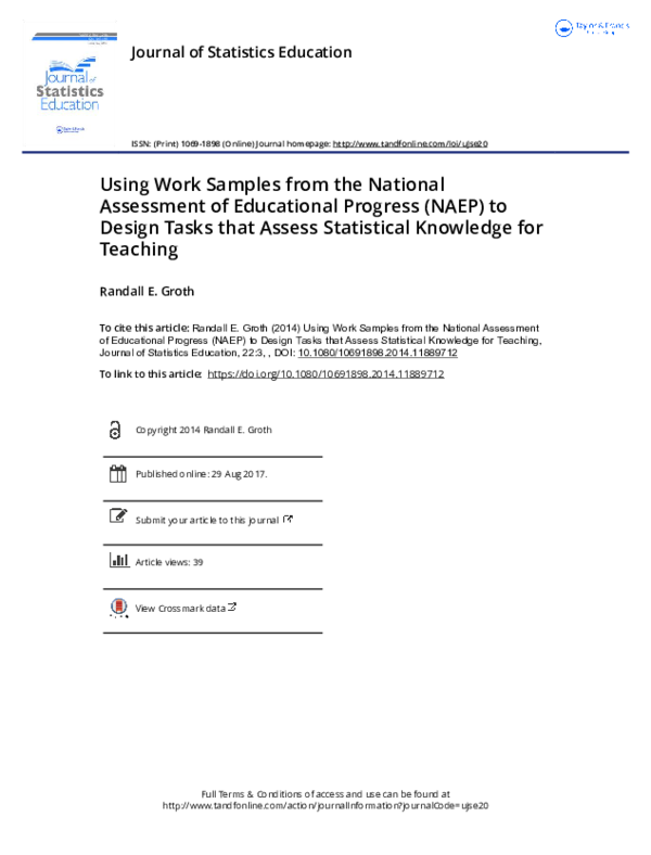 (PDF) Using Work Samples from the National Assessment of Educational ...