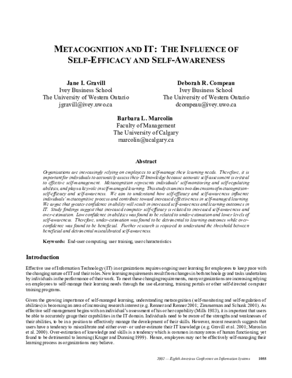 (PDF) Metacognition and IT: The influence of self-efficacy and self ...