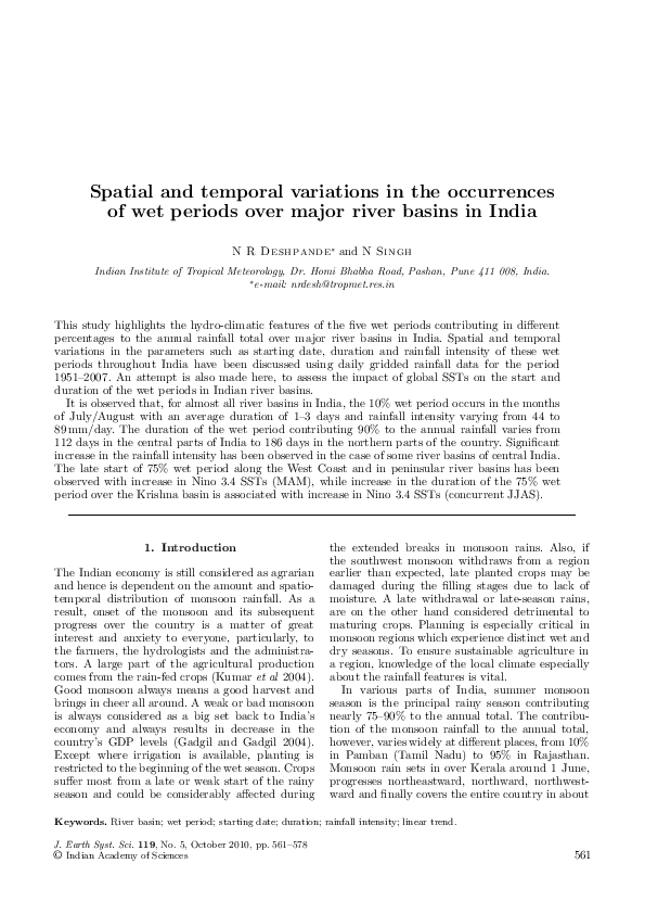 (PDF) Spatial and temporal variations in the occurrences of wet periods ...