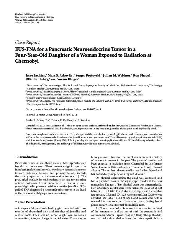(PDF) EUS-FNA for a Pancreatic Neuroendocrine Tumor in a Four-Year-Old ...