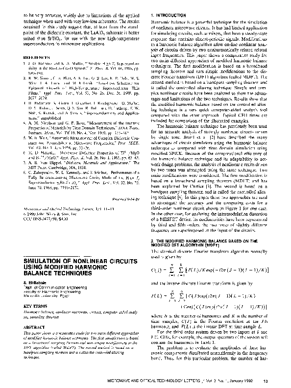 (PDF) Simulation of nonlinear circuits using modified harmonic balance ...