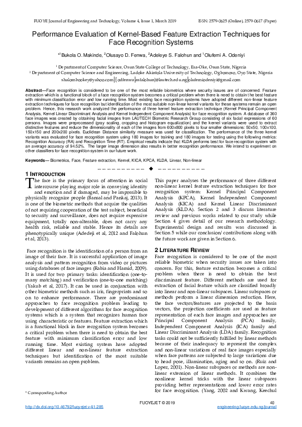 (PDF) Performance Evaluation of Kernel-Based Feature Extraction ...