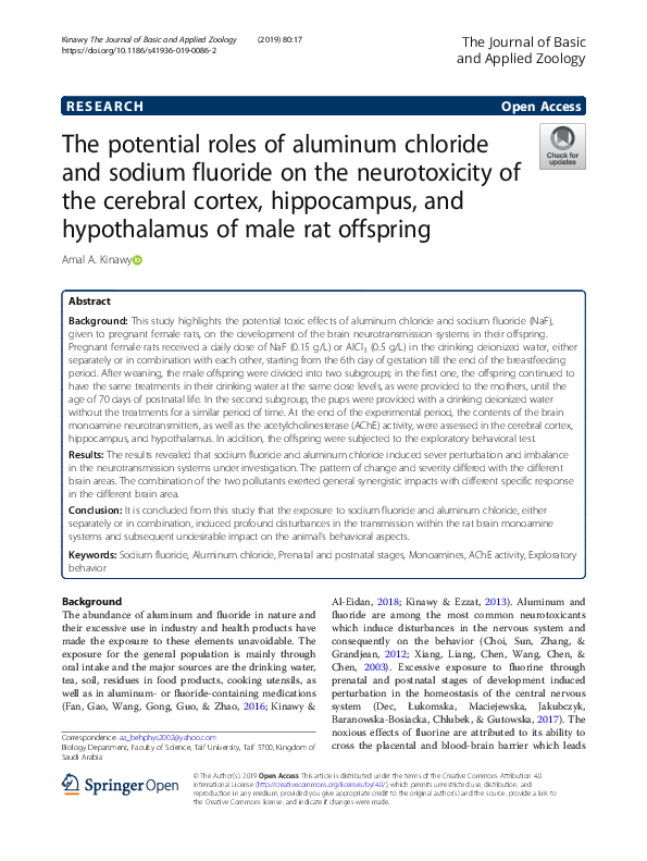 (PDF) The potential roles of aluminum chloride and sodium fluoride on
