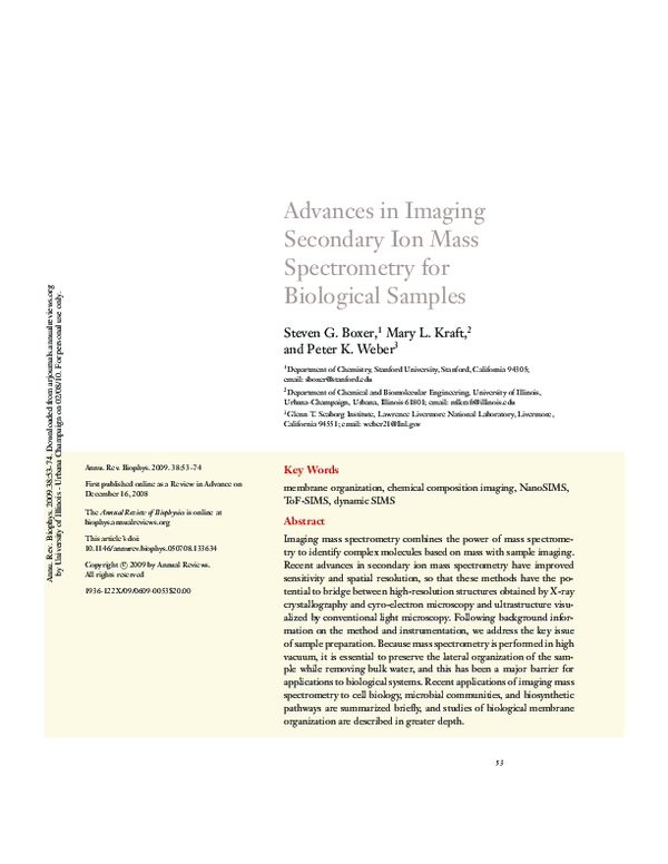 (PDF) Advances in Imaging Secondary Ion Mass Spectrometry for ...
