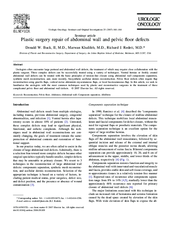 (PDF) Plastic surgery repair of abdominal wall and pelvic floor defects