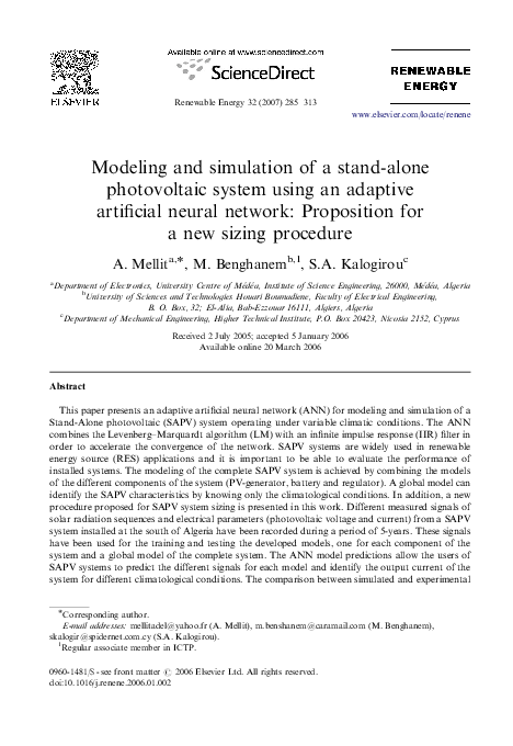 (PDF) Modeling and simulation of a stand-alone photovoltaic system ...