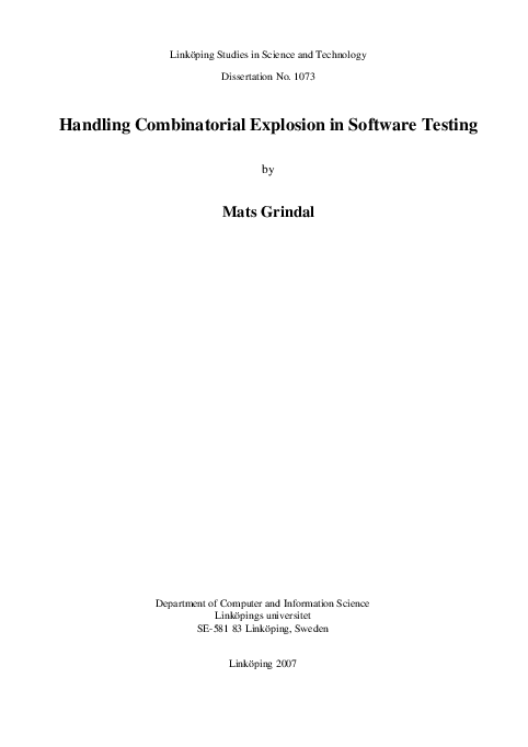 (PDF) Handling combinatorial explosion in software testing