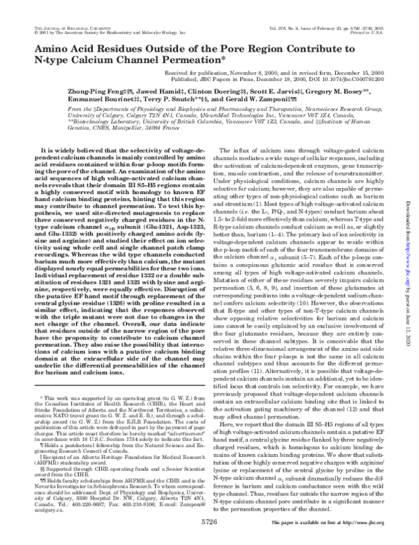 (PDF) Amino Acid Residues Outside of the Pore Region Contribute to N ...