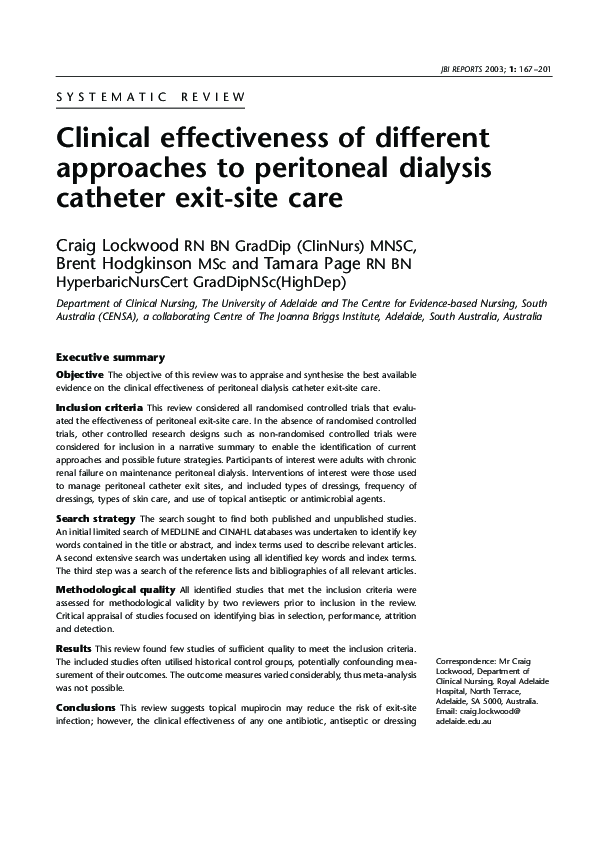 (PDF) Clinical effectiveness of different approaches to peritoneal
